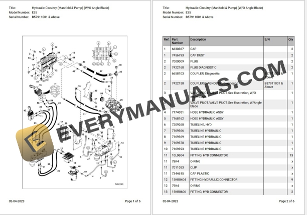 Bobcat E35 B57911001 & Above Parts Catalog