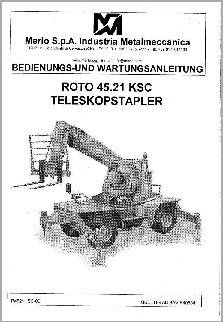Merlo ROTO KSC R45.19 R45.21 Service Manuals DE