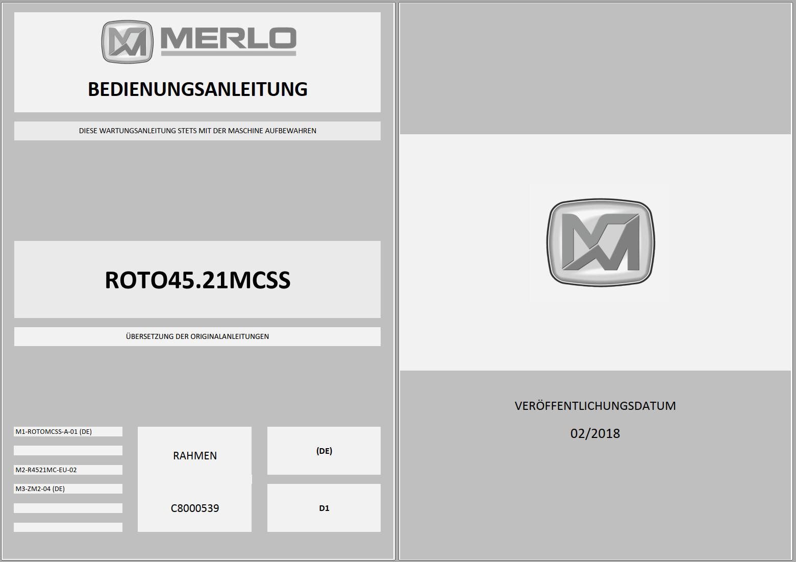 Merlo ROTO MCSS R40.25 to R60.24 DE Service Manuals DE