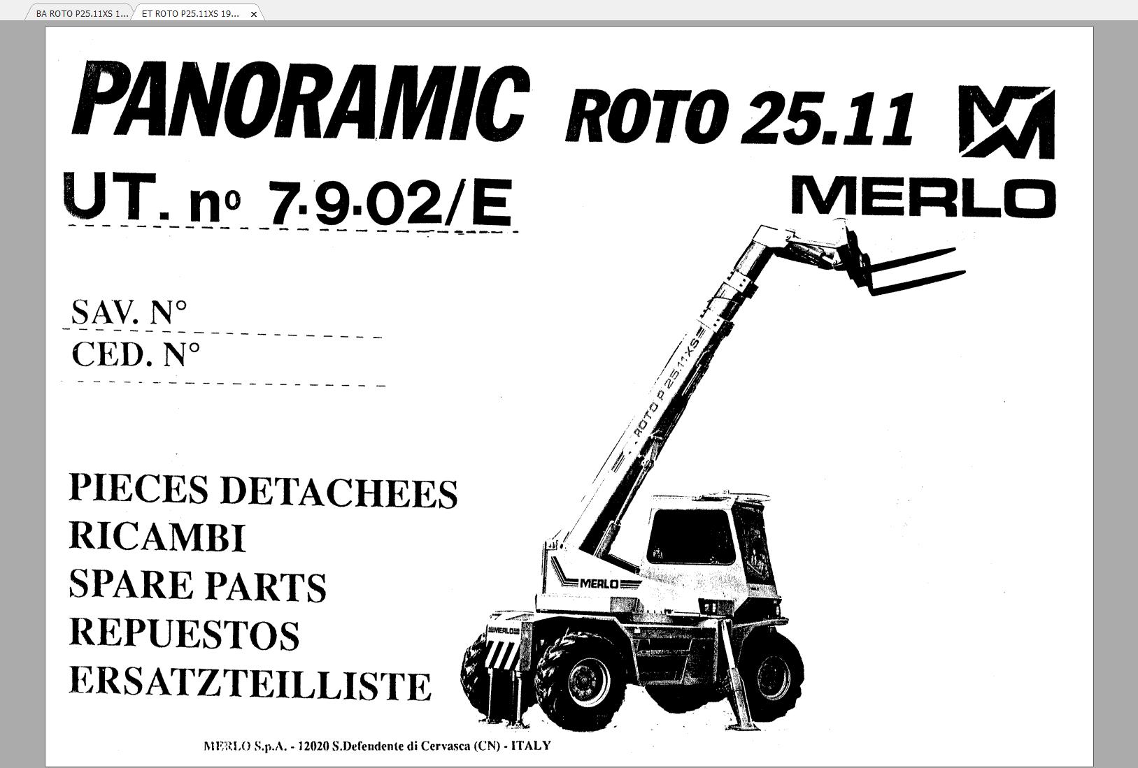 Merlo ROTO XS R30.13 Parts Service Manual, Hydraulic Electrical Diagram DE
