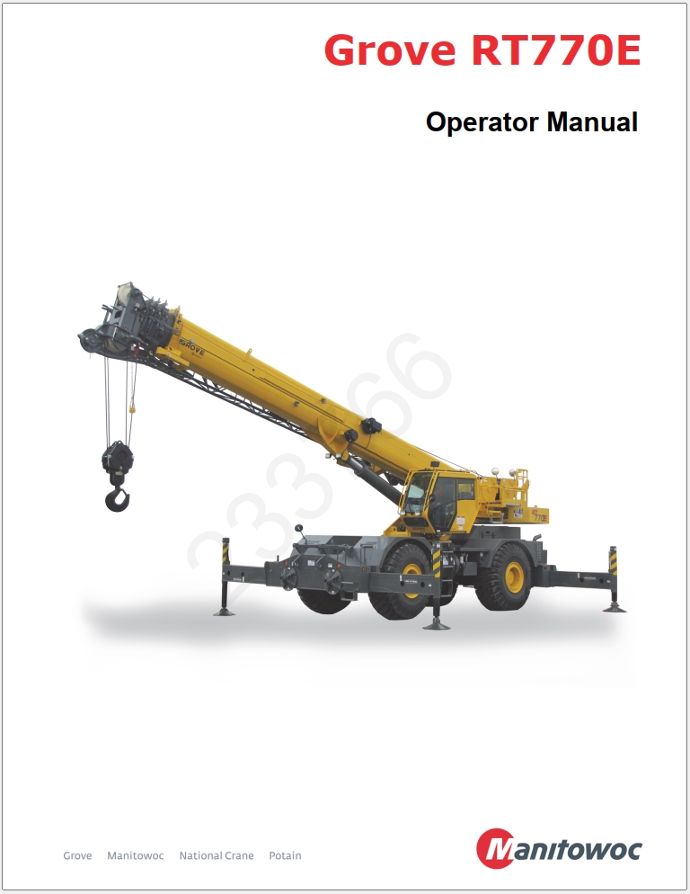 008_Grove RT770E Crane Operator Parts Service Manual and Diagrams