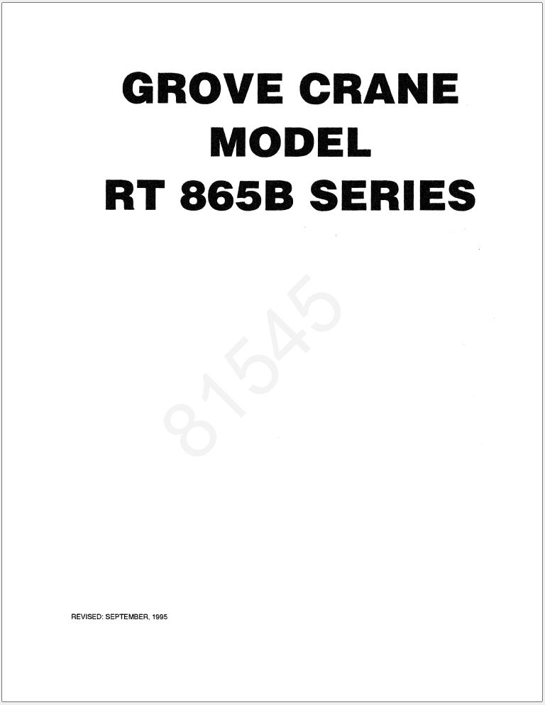 009_Grove RT865B Crane Operator Parts Service Manual and Diagrams