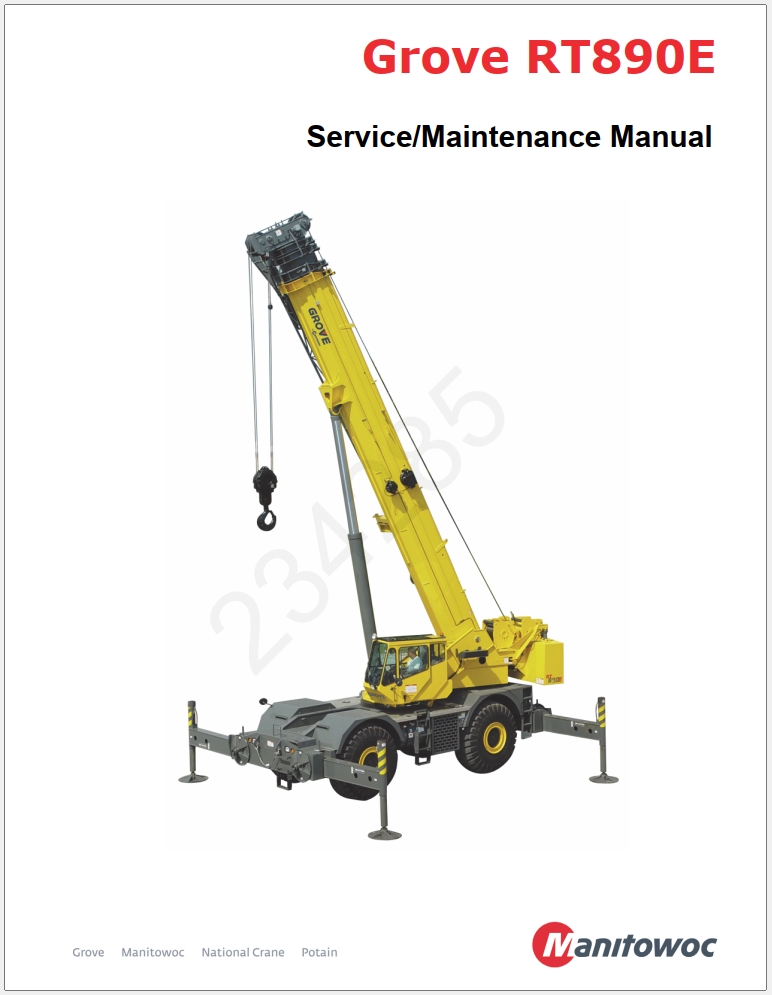 012_Grove RT890E Crane Operator Parts Service Manual and Diagrams