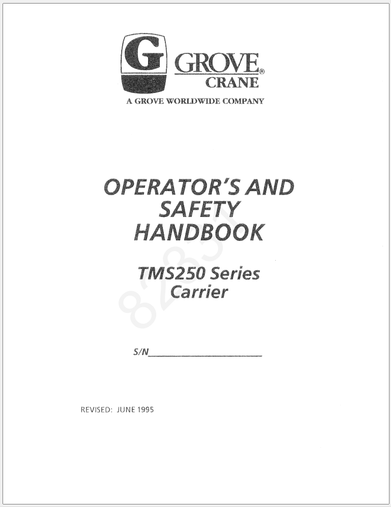 016_Grove TMS250C Crane Operator Parts Service Manual and Diagrams 03.08.2020