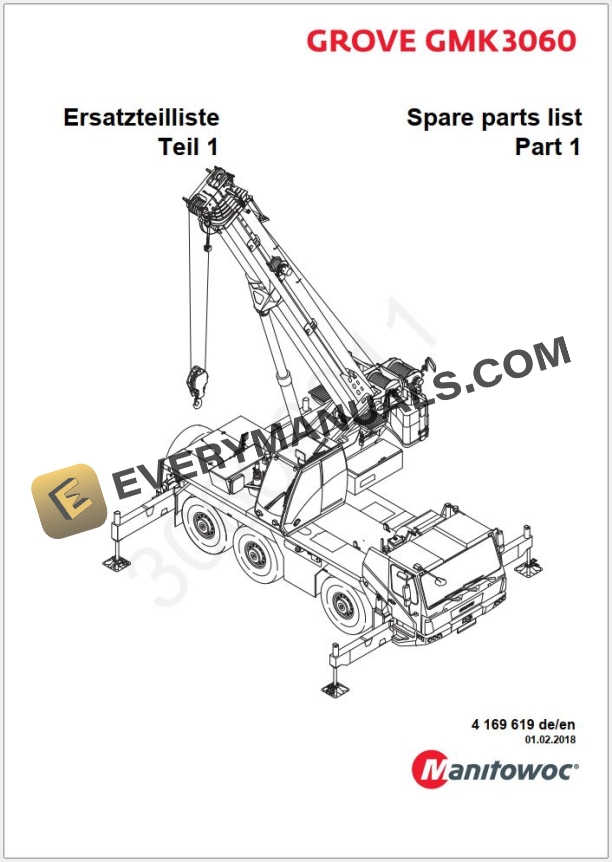 Grove GMK3060 Crane Parts Manual, Hydraulic Schematic, Wiring Diagram