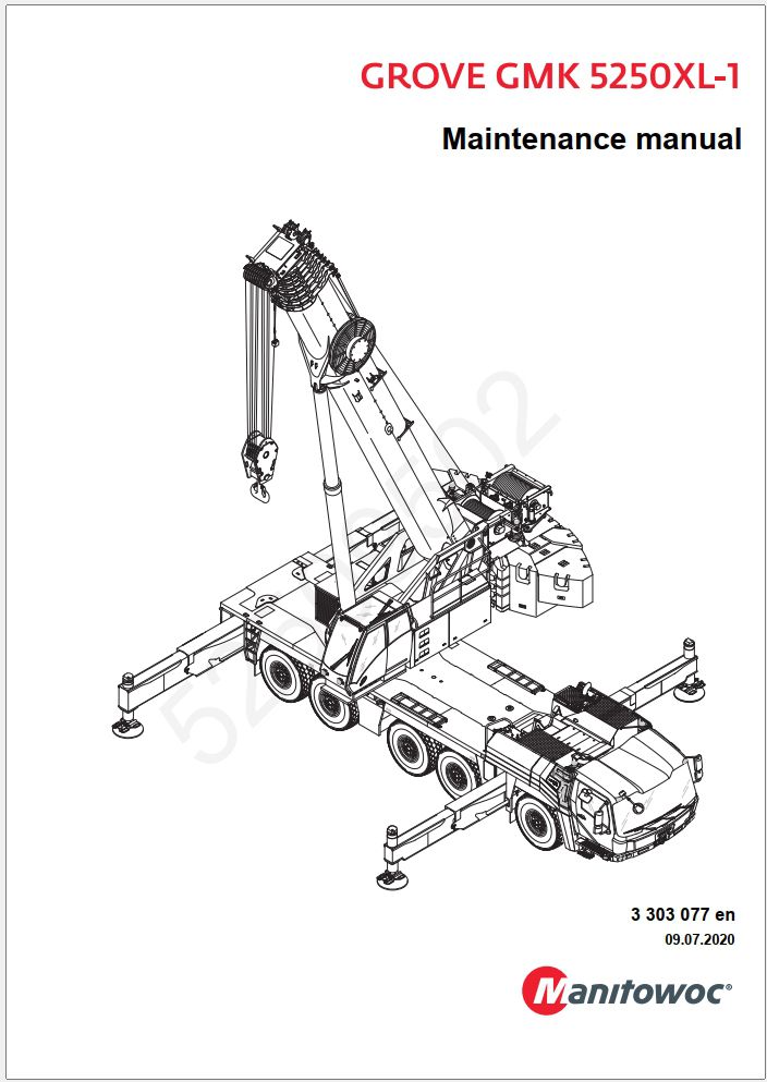 Grove GMK5250XL-1 Crane Shop Manuals, Diagrams 27 05 2021