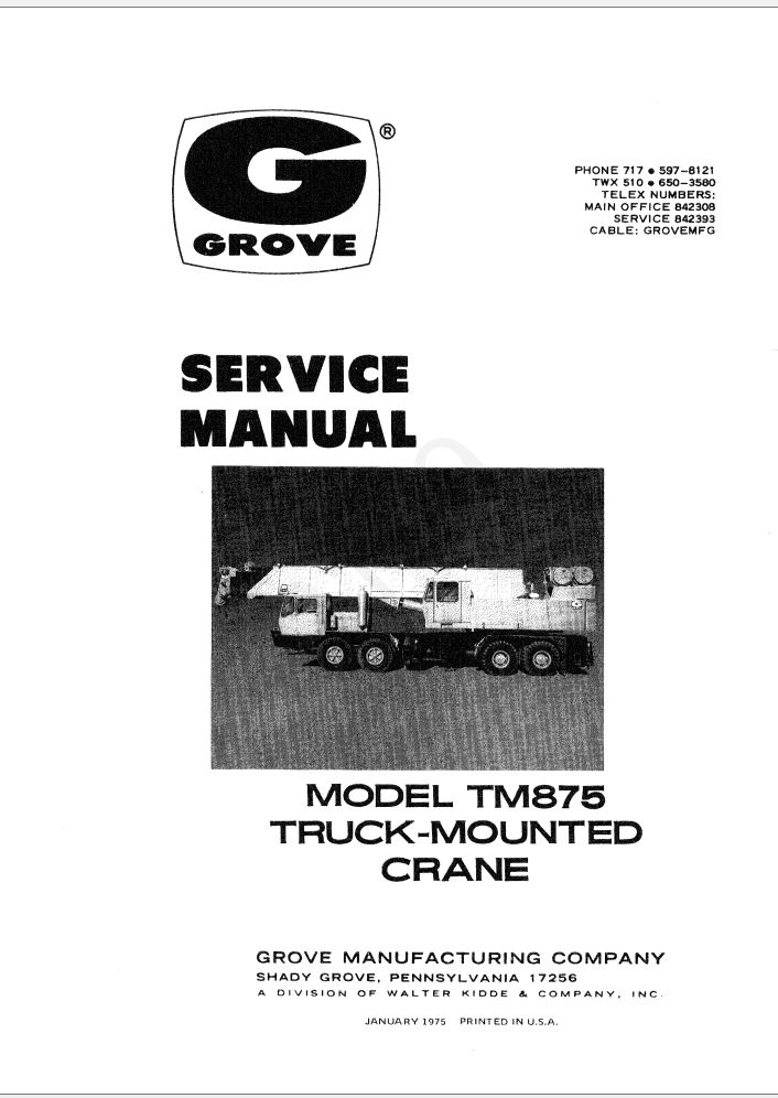 Grove TM875 Crane Shop Manuals, Diagrams_1