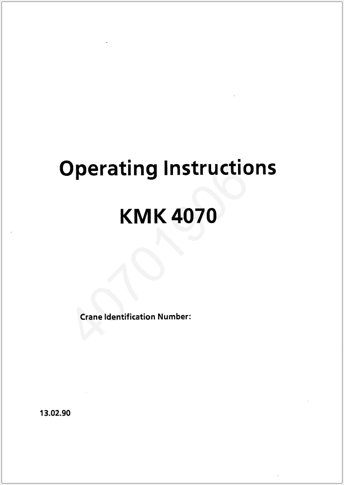 Krupp KMK4070 Crane Operator Maintenance Parts Manual and Diagrams 05.03.1991_1