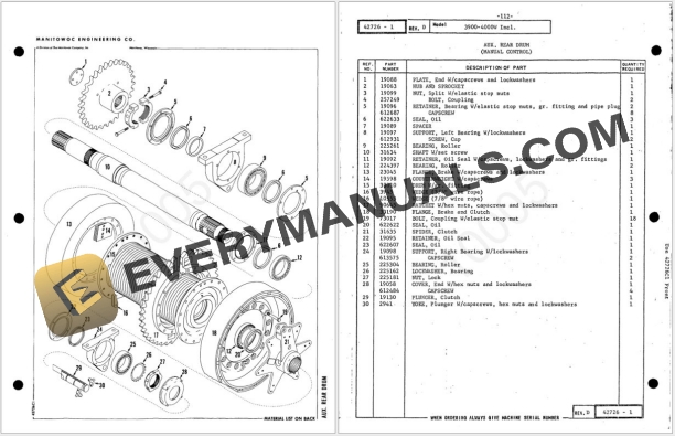 Manitowoc SC125 Seacrane Parts Manual