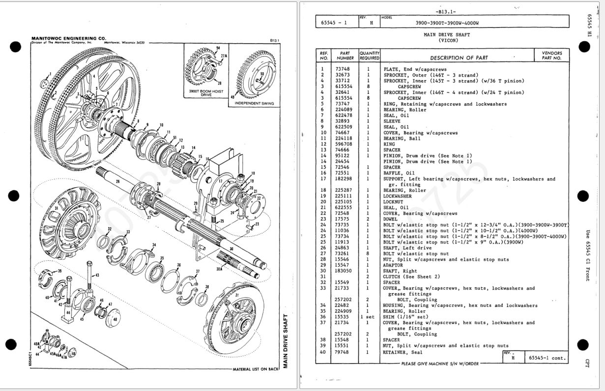 Manitowoc SC150 Seacrane Parts Manual