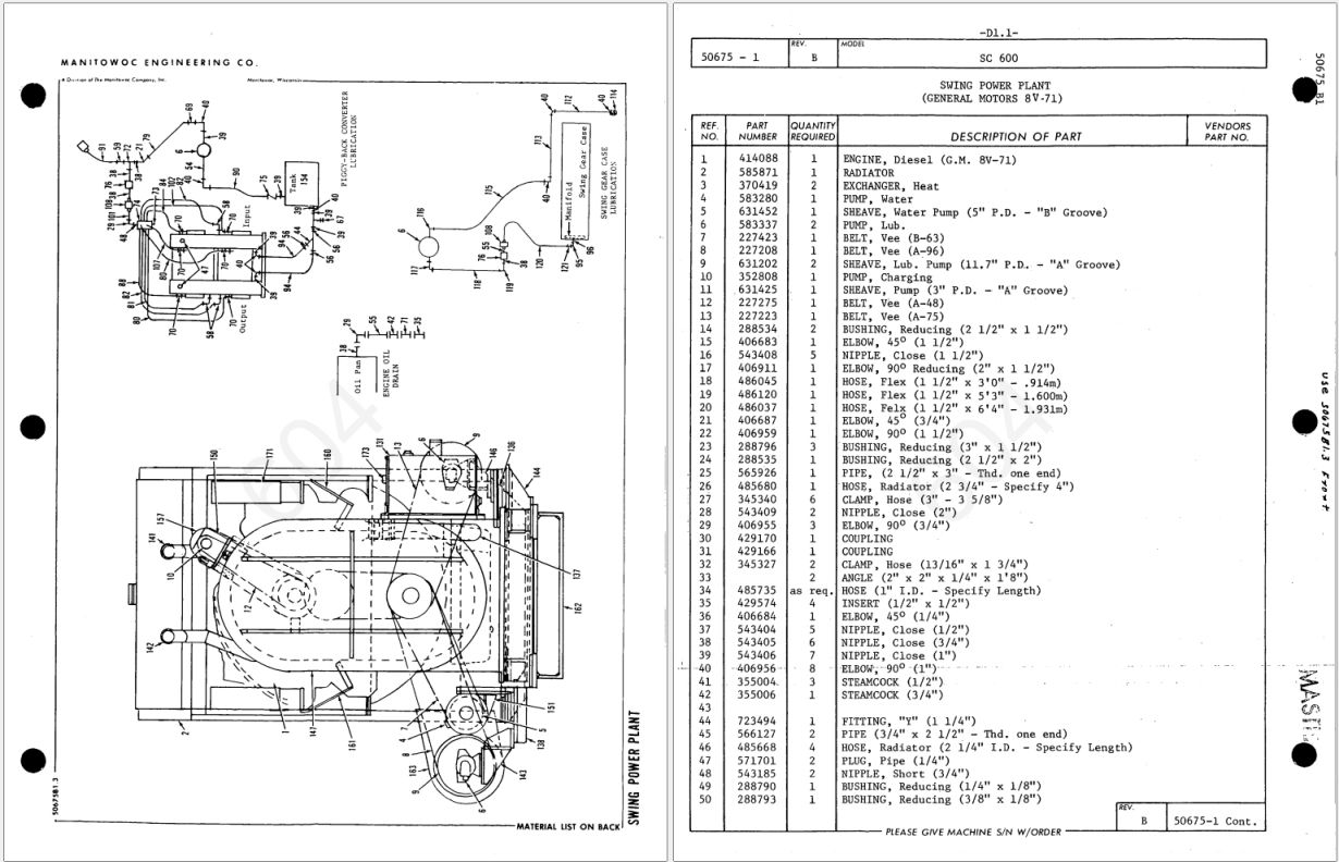 Manitowoc SC600 Seacrane Parts Manual