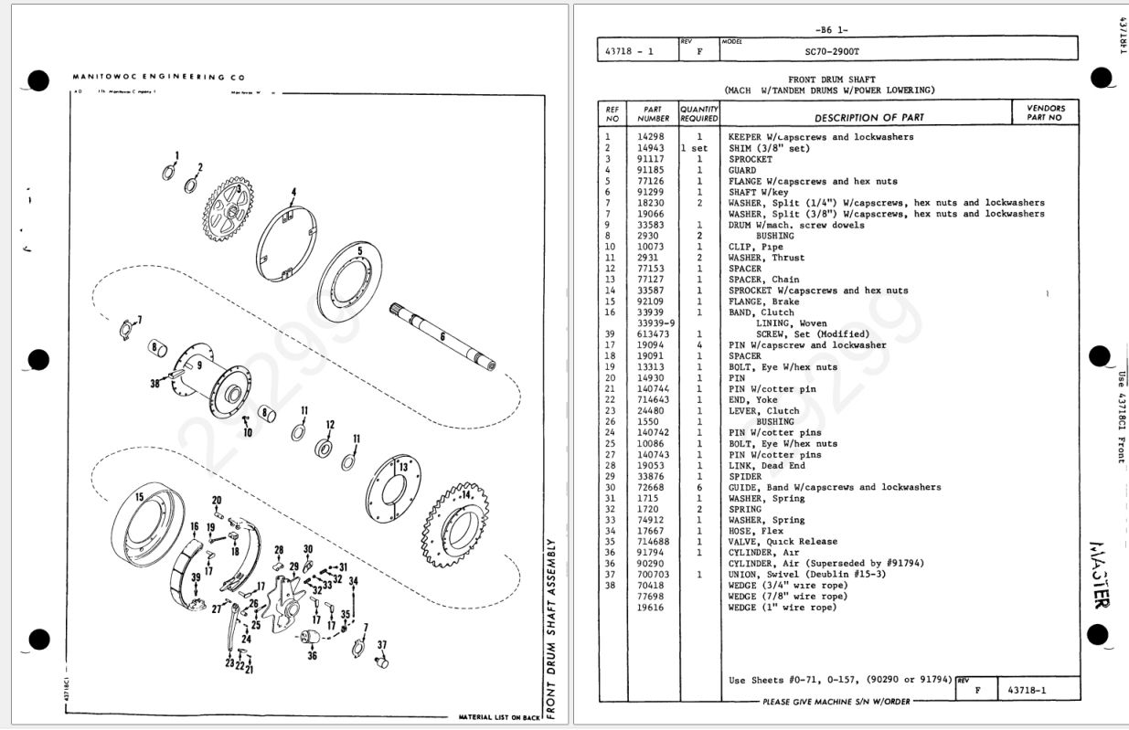 Manitowoc SC70 Seacrane Parts Manual