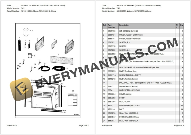 Bobcat Loader 742 Parts Catalog