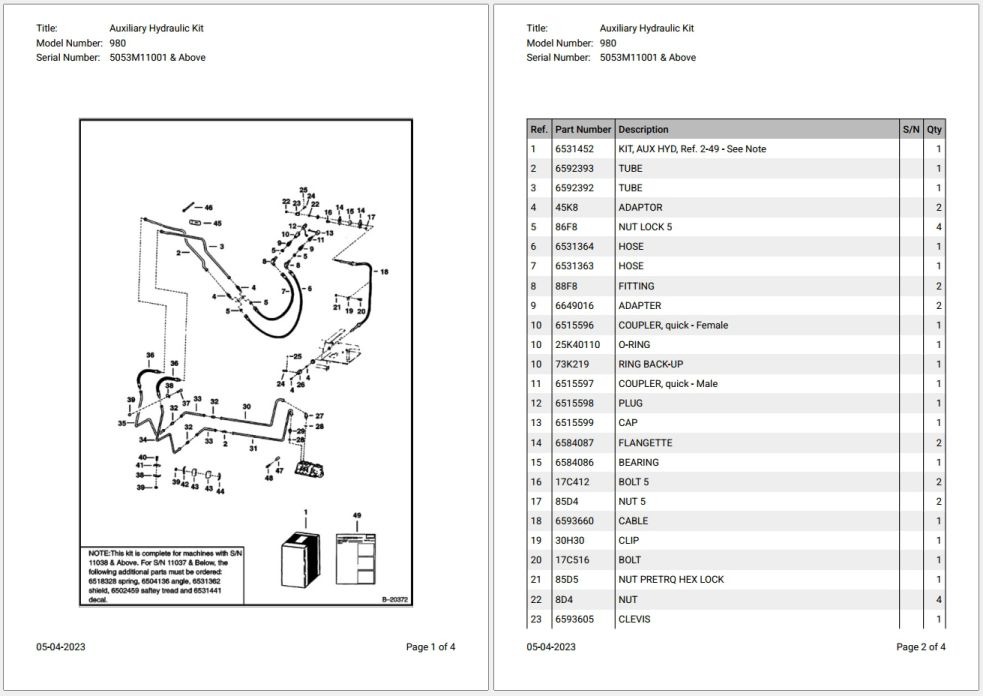 065_Bobcat Loader 980 Parts Catalog