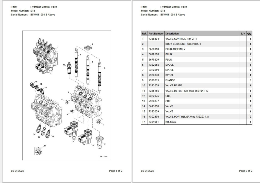 Bobcat S18 B47G11001 & Above Parts Catalog