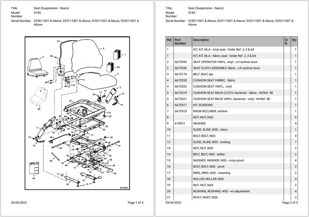 Bobcat S185 525011001 & Above Parts Catalog