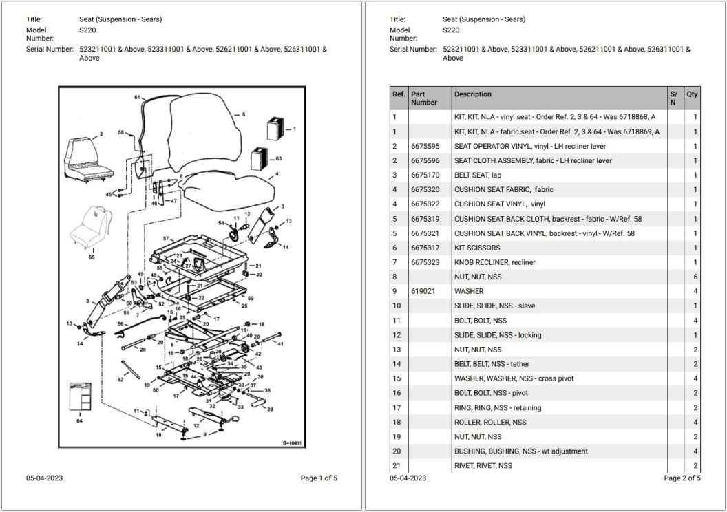 Bobcat S220 523211001 & Above Parts Catalog