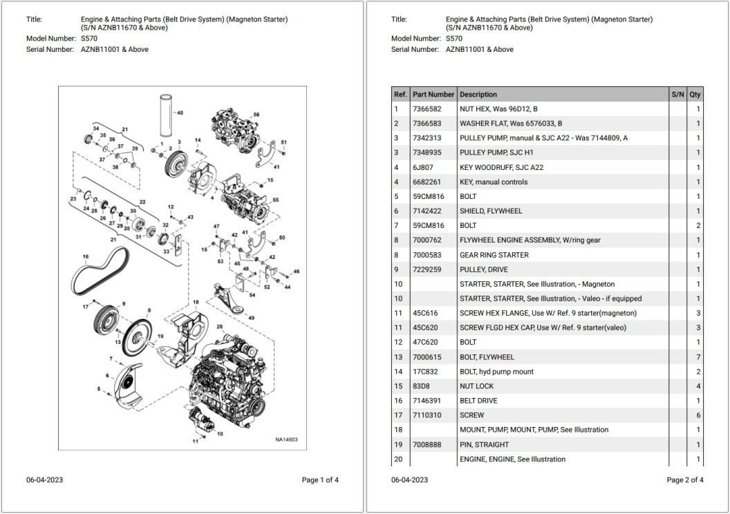 Bobcat S570 AZNB11001 & Above Parts Catalog