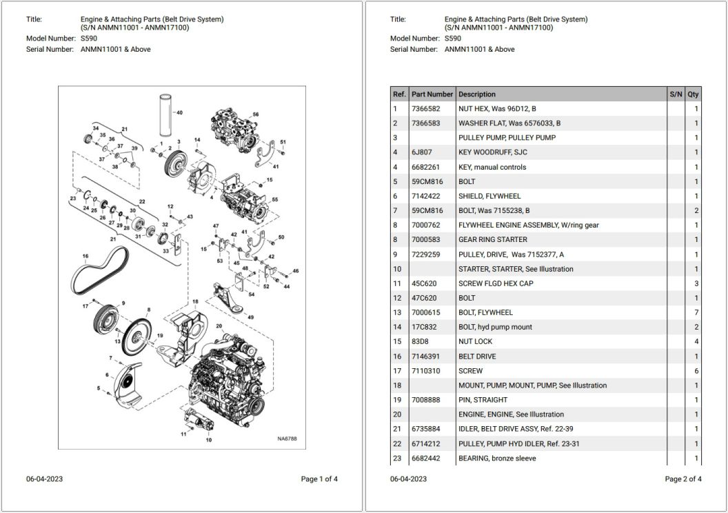 Bobcat S590 ANMN11001 & Above Parts Catalog