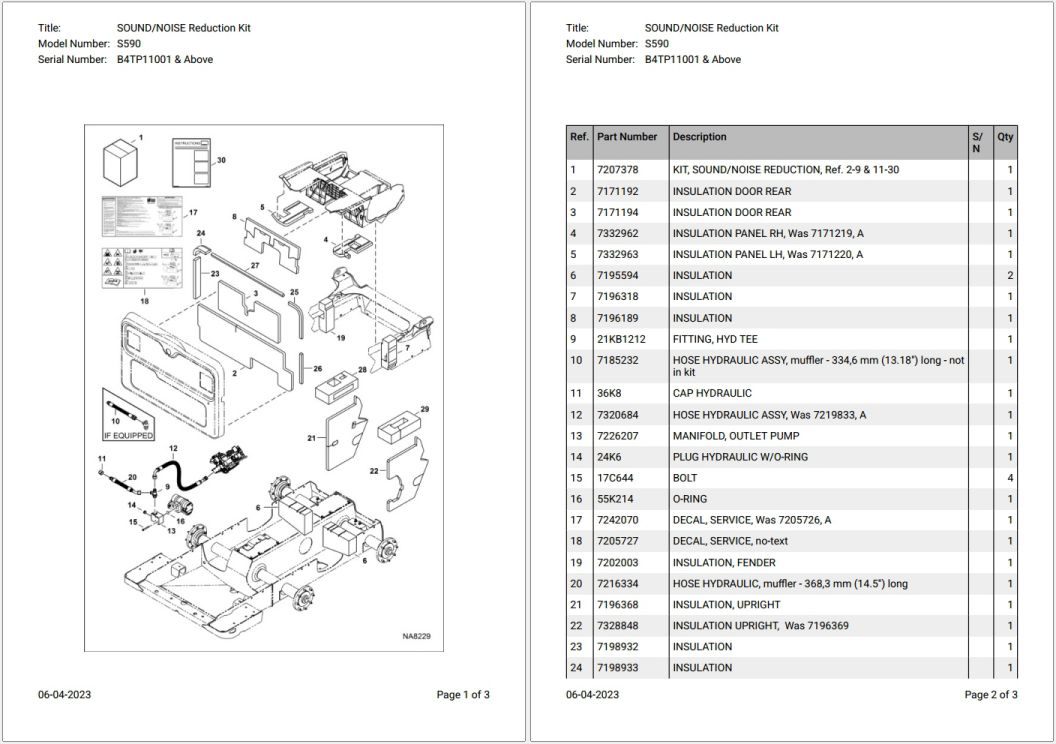 Bobcat S590 B4TP11001 & Above Parts Catalog