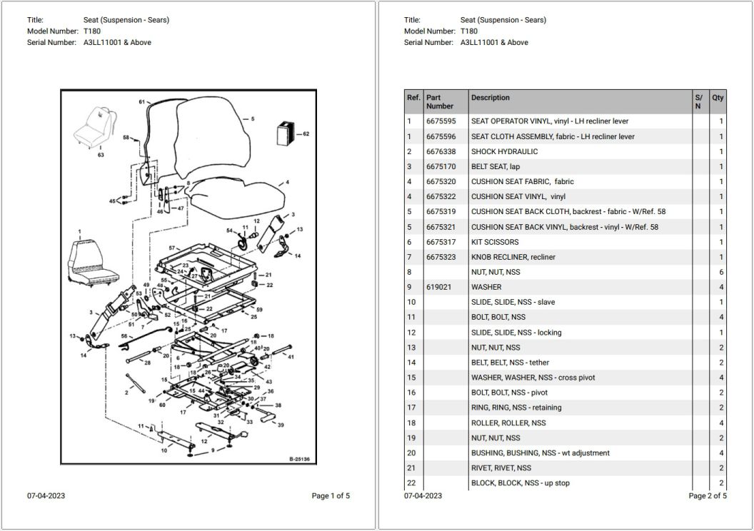 Bobcat T180 A3LL11001 & Above Parts Catalog