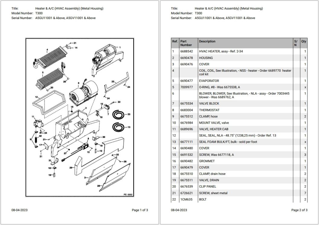 Bobcat T300 A5GU11001 & Above Parts Catalog