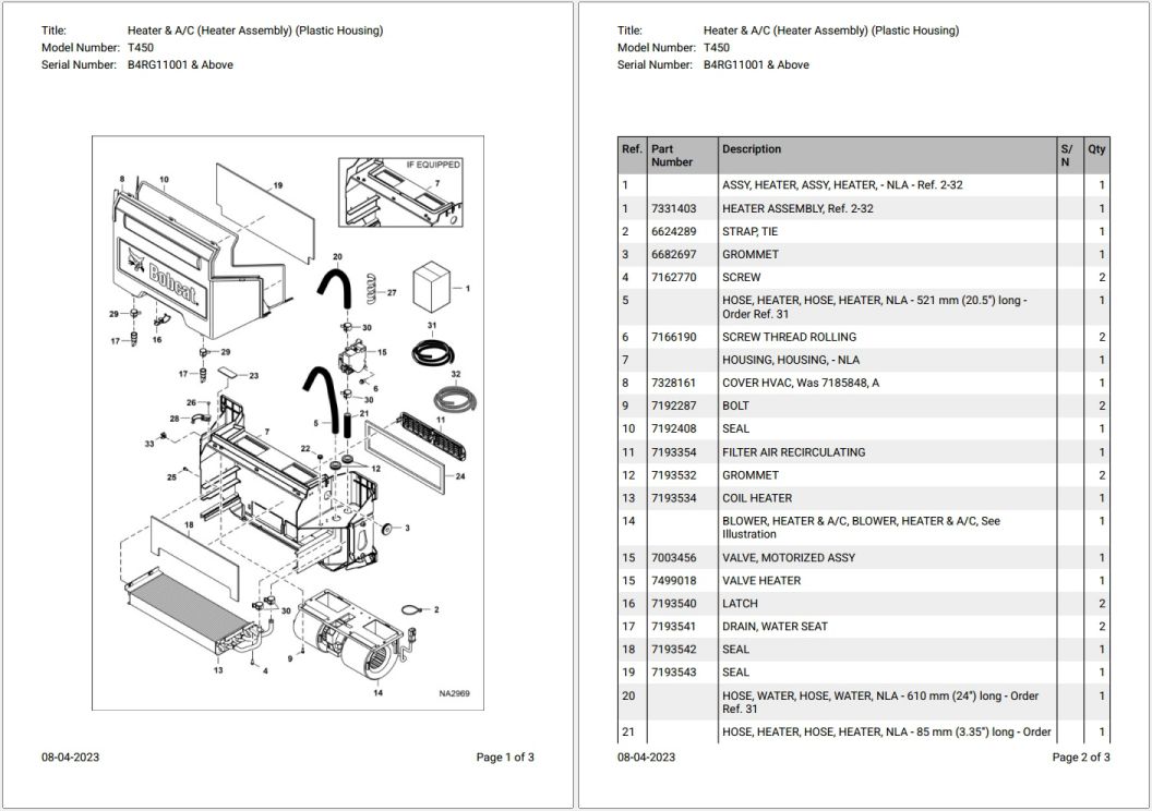 Bobcat T450 B4RG11001 & Above Parts Catalog
