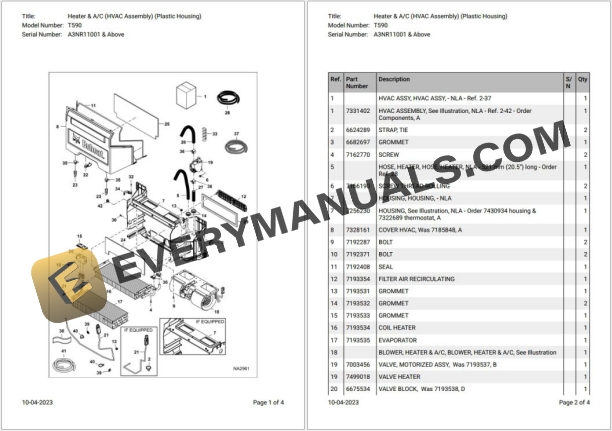 Bobcat T590 A3NR11001 & Above Parts Catalog