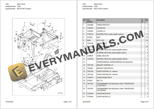 Bobcat T595 B57U11001 & Above Parts Catalog