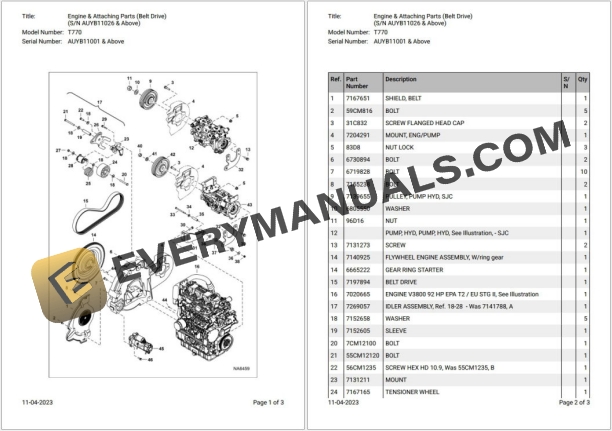 Bobcat T770 Parts Diagram