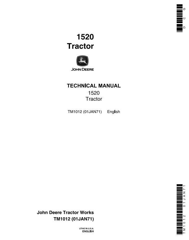John Deere 1520 Tractor Technical Manual TM1012