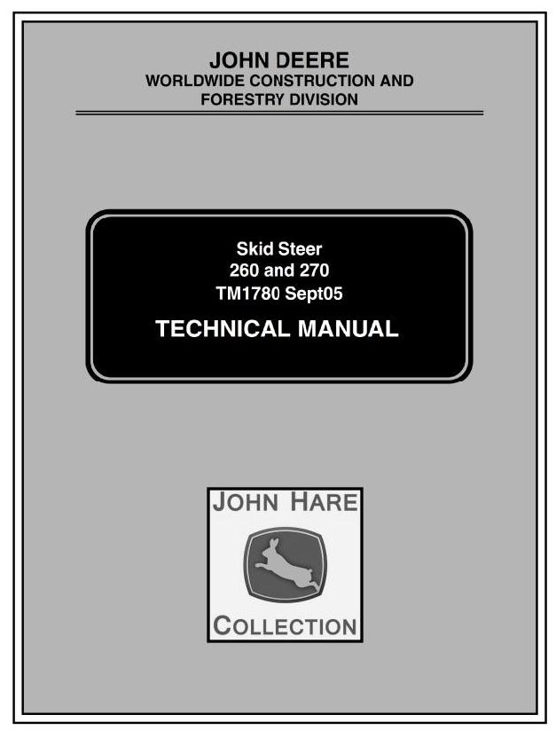 John Deere 260 270 Skid Steer Technical Manual TM1780