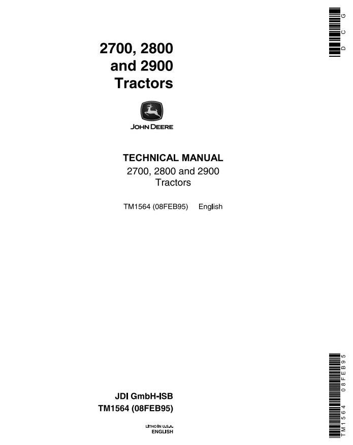 John Deere 2700 2800 2900 Tractor Technical Manual TM1564