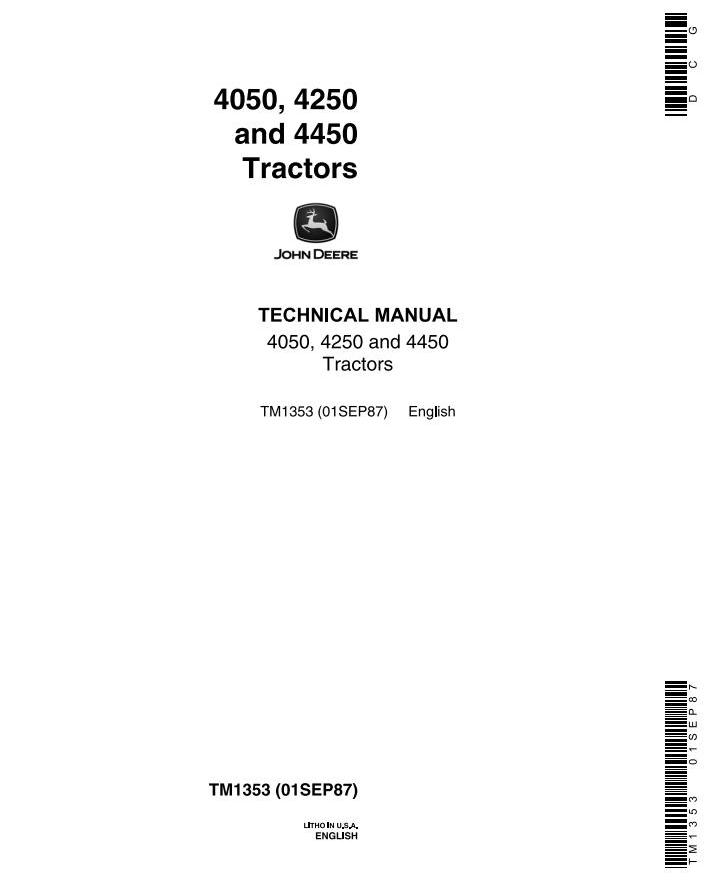 John Deere 4050 4250 4450 Tractor Technical Manual TM1353