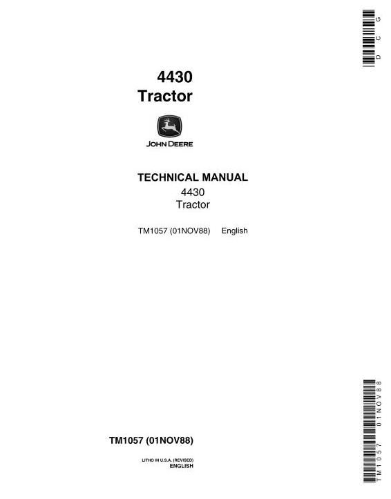 John Deere 4430 Row Crop Tractor Technical Manual TM1057