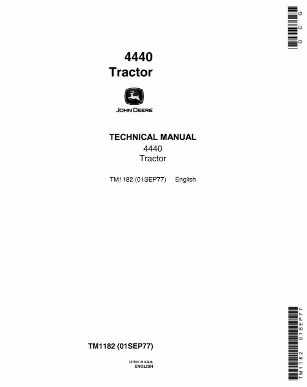 John Deere 4440 Row Crop Tractor Technical Manual TM1182