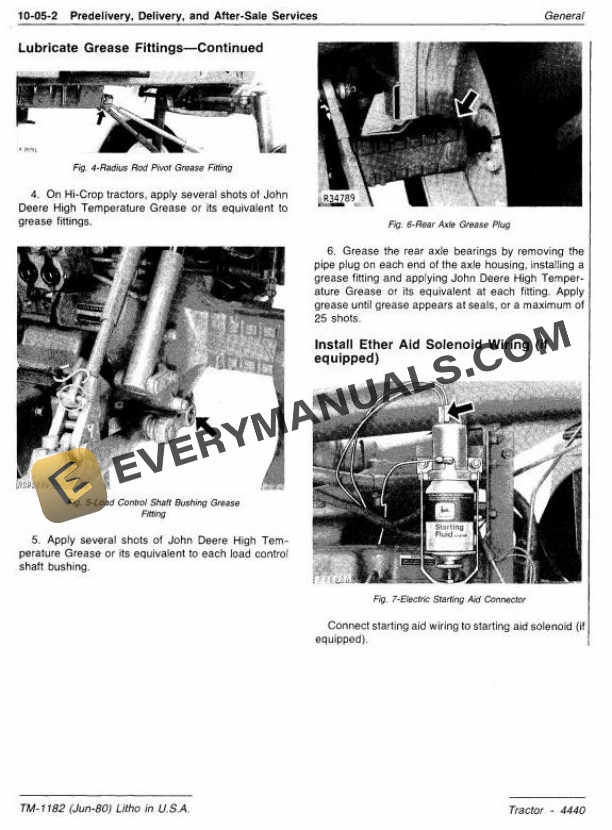 John Deere 4440 Row Crop Tractor Technical Manual TM1182