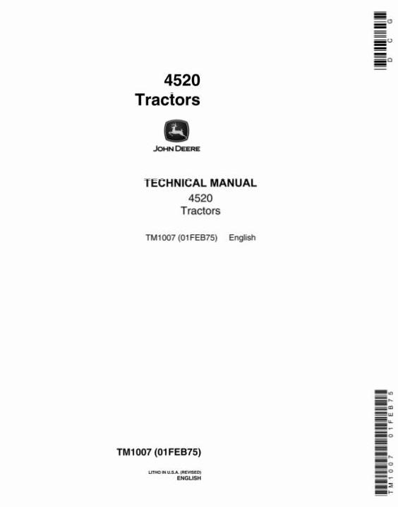 John Deere 4520 Tractor Technical Manual TM1007
