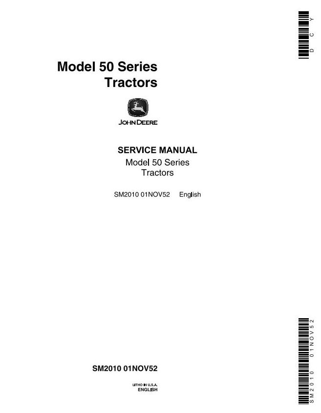 John Deere 50 520 530 Tractor Service Manual SM2010