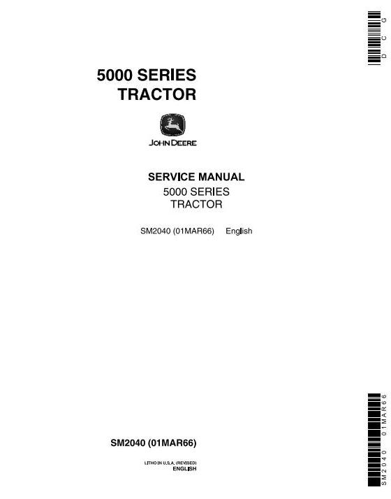 John Deere 5010 5020 Tractor Service Manual SM2040