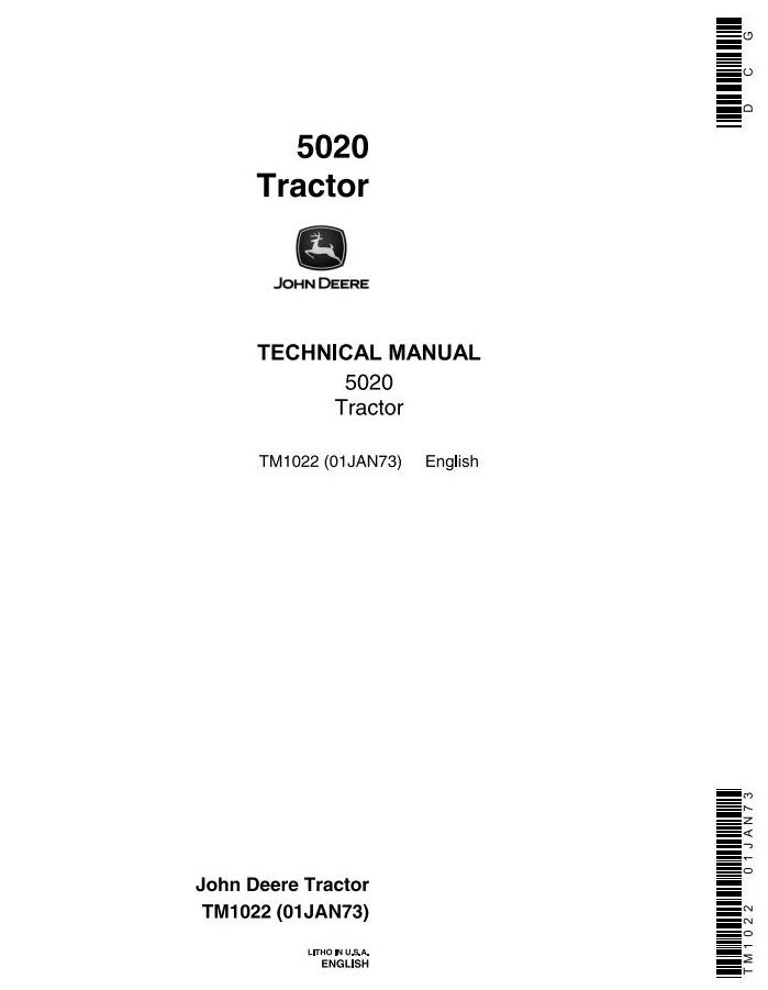 John Deere 5020 Row Crop Tractor Technical Manual TM1022