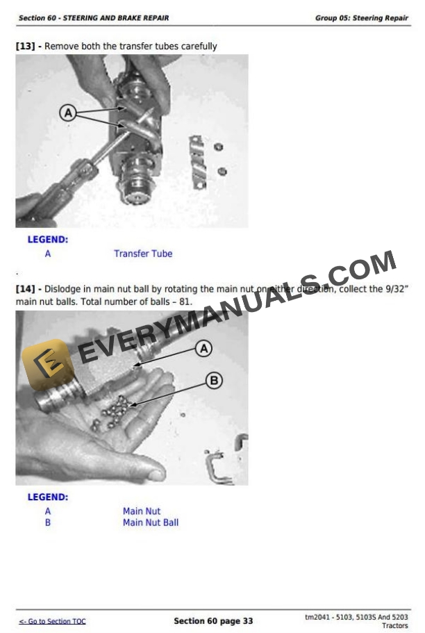 John Deere 5103 5103S 5203 Tractor Technical Manual TM2041 PDF