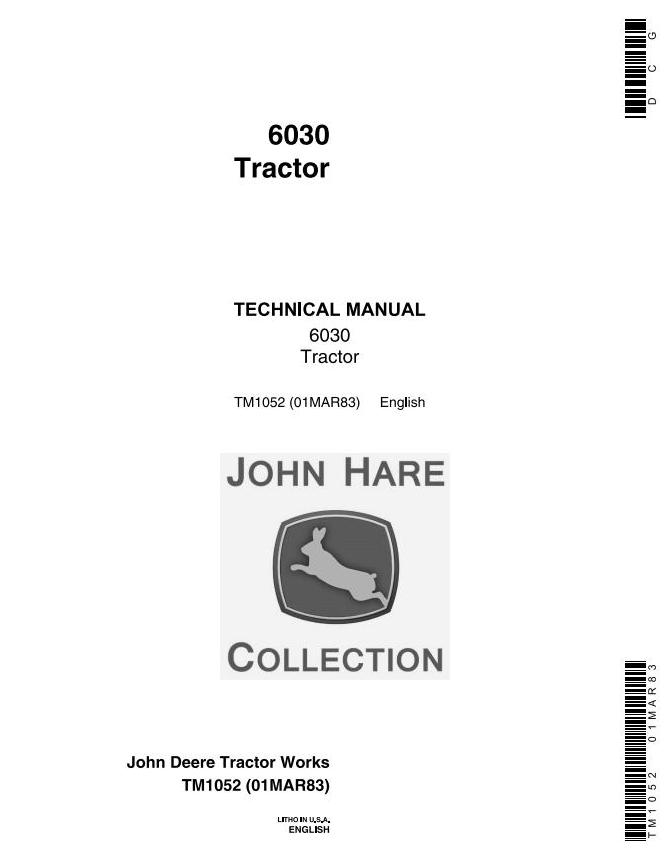 John Deere 6030 Row-Crop Tractor Technical Manual TM1052