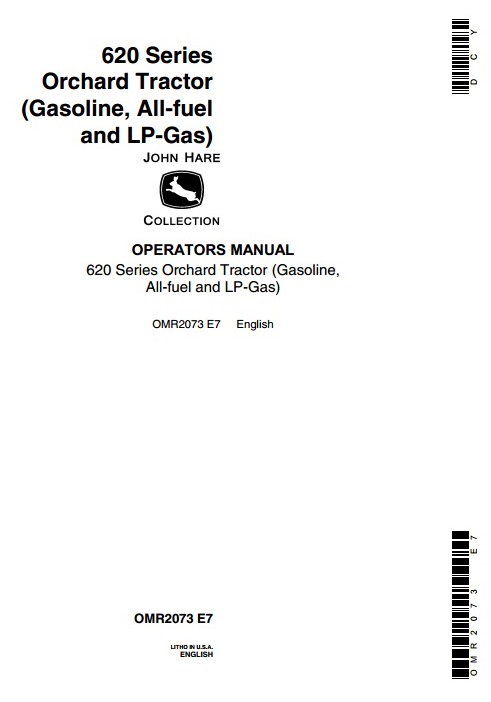 John Deere 620 Series Orchard Gasoline All-fuel LP-Gas Tractor Operator Manual OMR2073