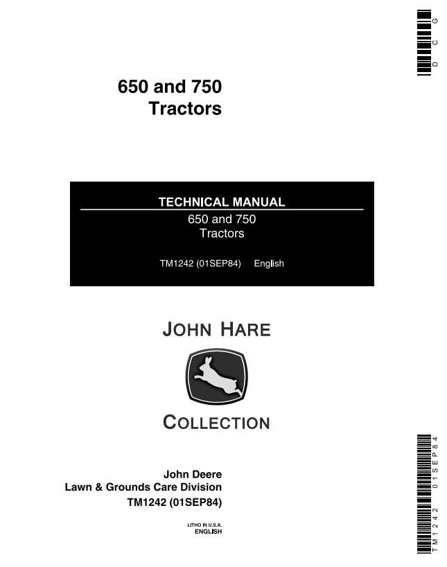 John Deere 650 750 Utility Tractor Technical Manual TM1242