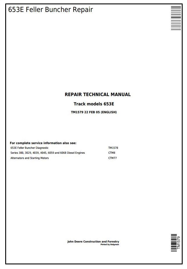 John Deere 653E Feller Buncher Repair Technical Manual TM1579