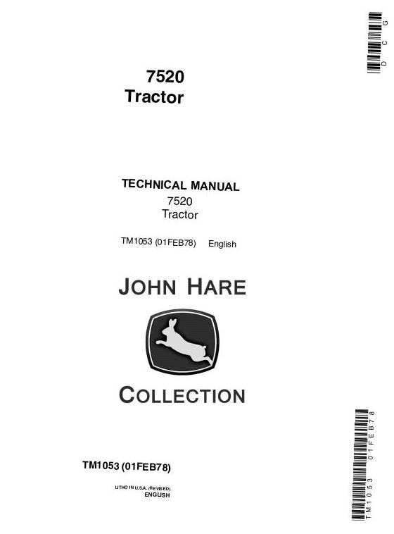 John Deere 7520 4WD Articulated Tractor Technical Manual TM1053