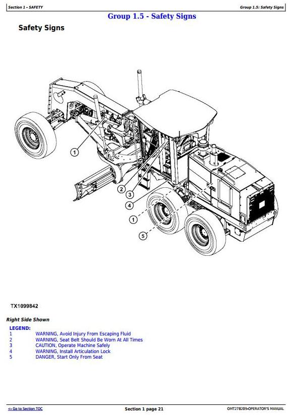 John Deere 870G 870GP 872G 872GP Motor Grader Operator Manual OMT278209
