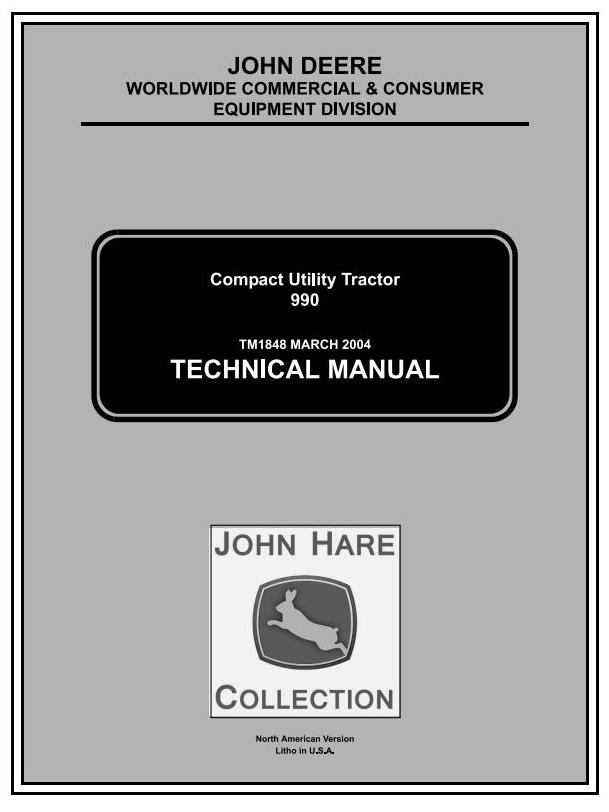 John Deere 990 Compact Utility Tractor Technical Manual TM1848