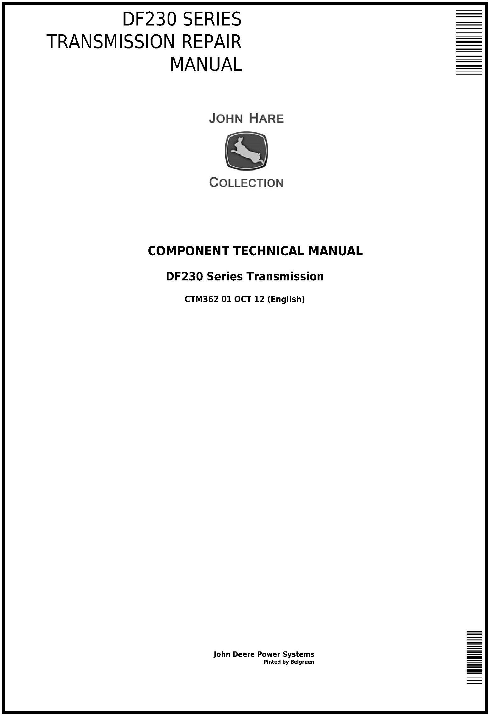 John Deere DF230 Series Transmission Component Technical Manual CTM362